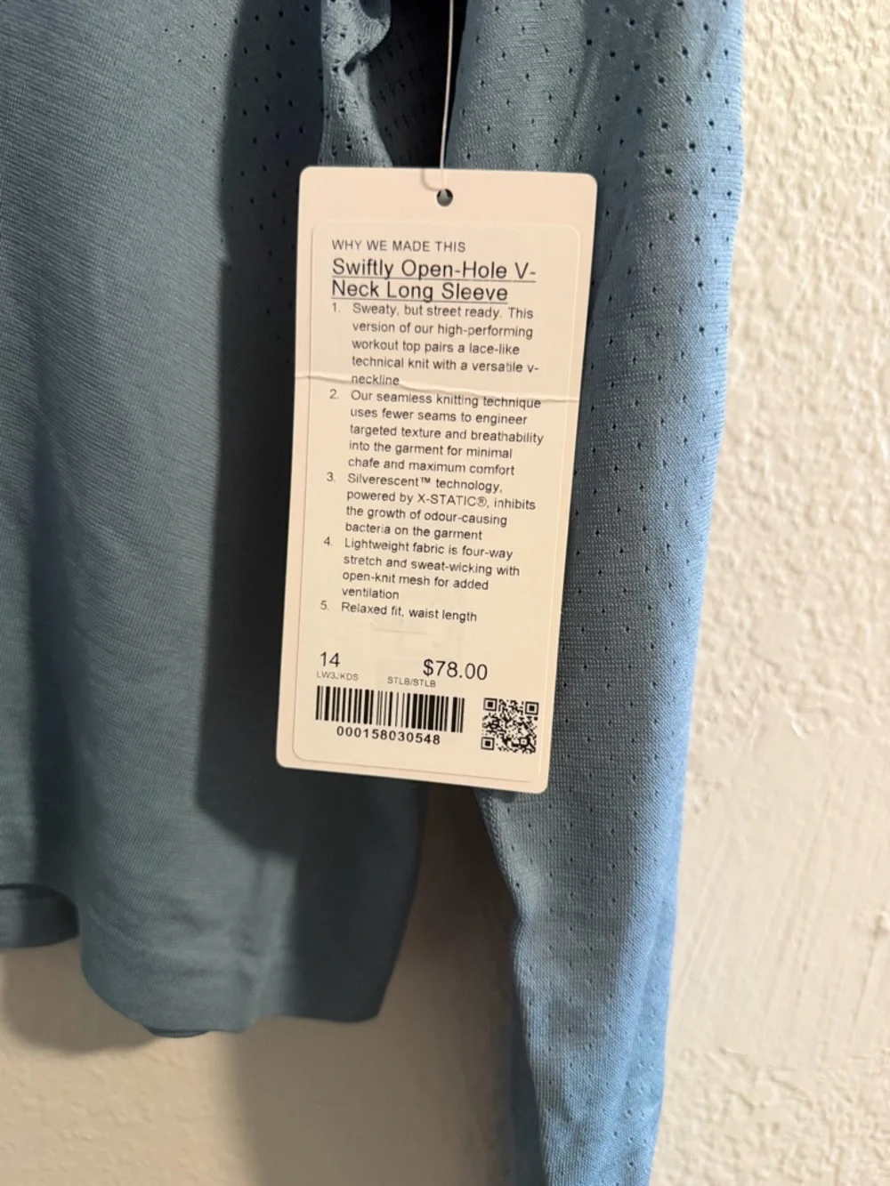 lululemon athletica Light Blue/blue steel Open-Hole V-Neck Long Sleeve Top - Picture 3 of 3